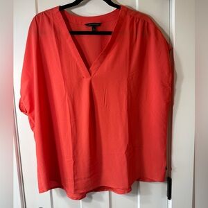 Catherines Vibrant Red V-Neck Blouse